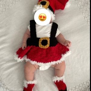 Handmade crochet baby Mrs Claus outfit
